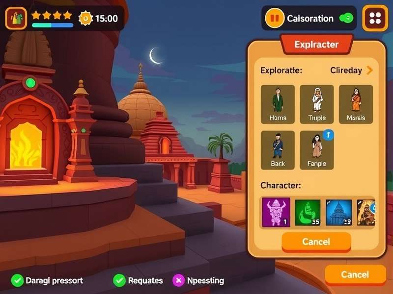 Character customization screen in Mandir Maha Yatra